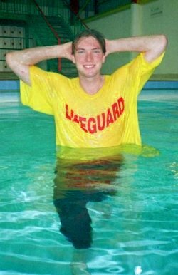 lifeguard stretching in pool